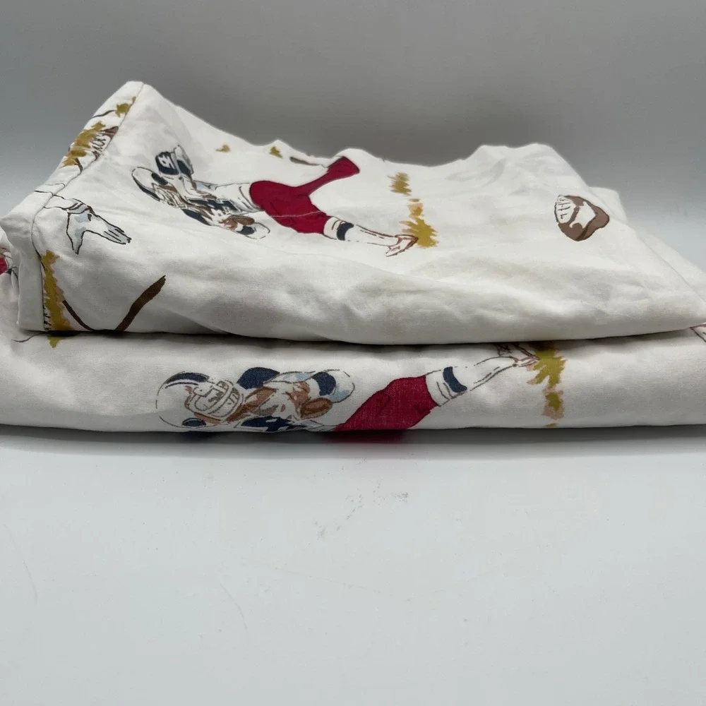 Pottery Barn Kids Football TWIN Sheet +‎ Pillowcase 100% Organic Cotton Football